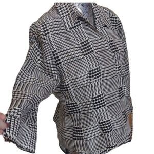 100% silk blazer subtle sequin by Vision Apparel Black White Patterned Size 16